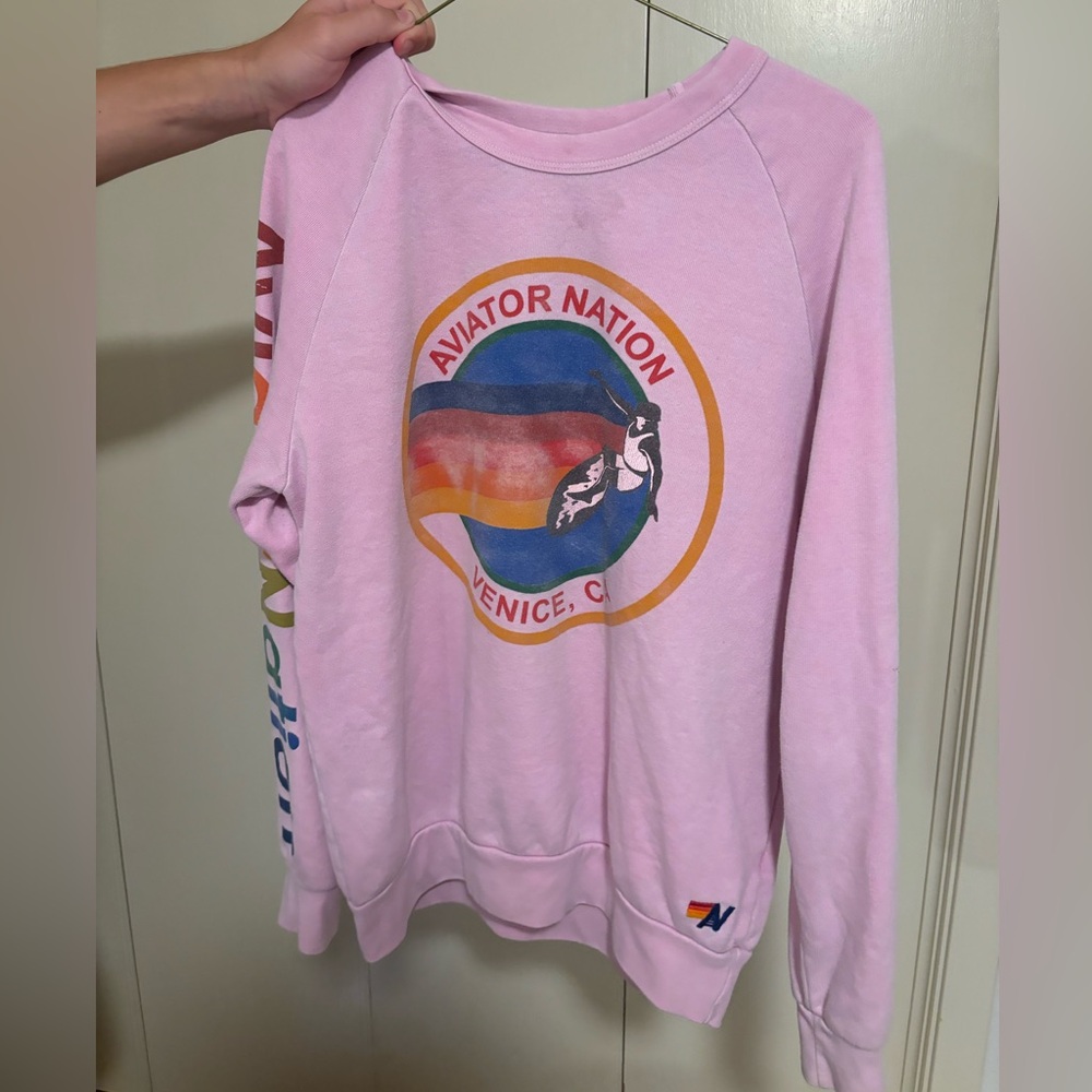 pink aviator nation logo sweatshirt